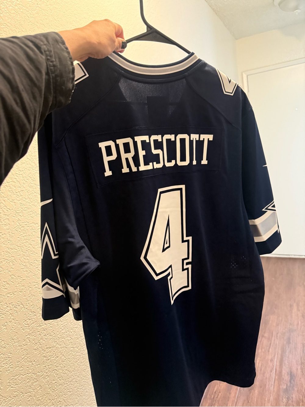 Nike Prescott #4 Navy and White Football Jersey